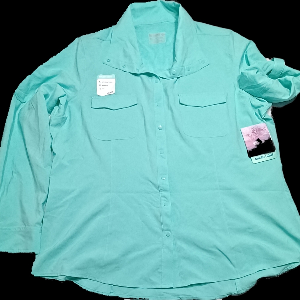 Reel Legends Performance UPF 40  Wicking Vented Long Sleeve Button Shirt 1X